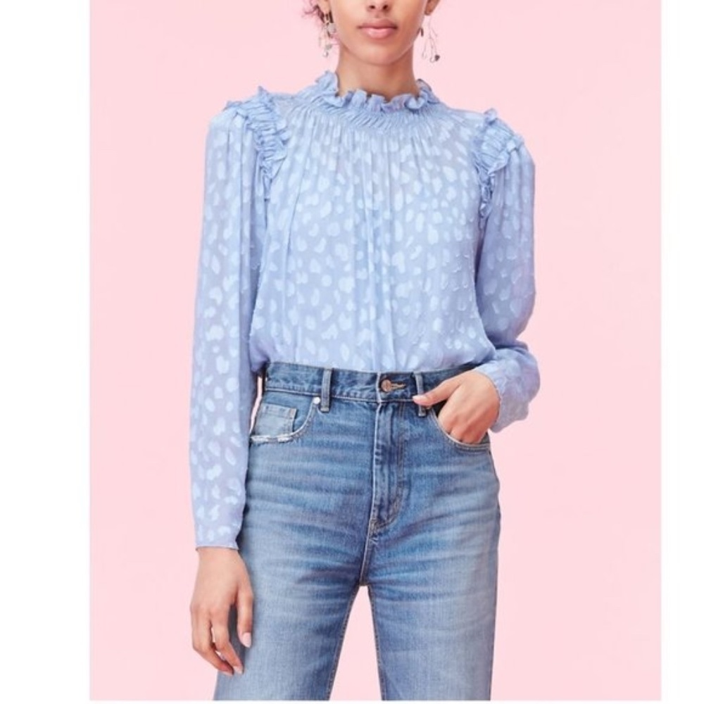 Rebecca Taylor Leo Clip Jacquard Ruffle Top